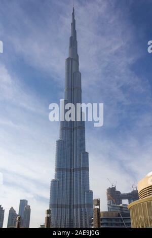 DUBAI, VAE - 26. Dezember 2017: Dai Ansicht des Burj Dubai Wolkenkratzer in Dubai Stockfoto
