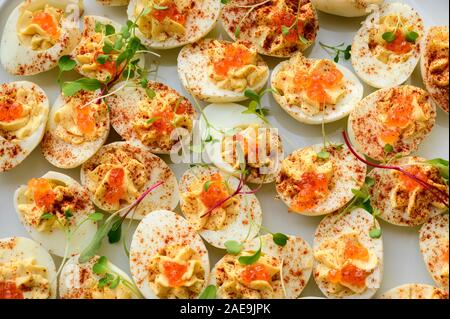 Eier Diablo im Casa Kimberly Sonntag Frühstücksbuffet in Puerto Vallarta, Jalisco, Mexiko. Stockfoto