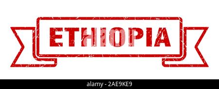 Äthiopien Ribbon. Red Äthiopien grunge Band anmelden Stock Vektor