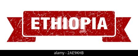 Äthiopien Ribbon. Red Äthiopien grunge Band anmelden Stock Vektor