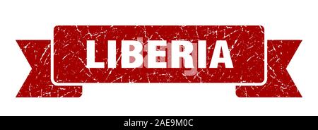 Liberia Ribbon. Red Liberia grunge Band anmelden Stock Vektor