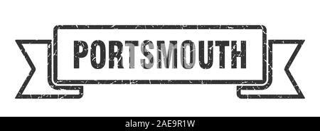 Portsmouth Ribbon. Schwarz Portsmouth grunge Band anmelden Stock Vektor