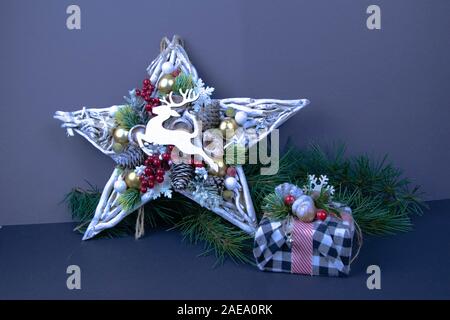Stern mit Hirsch und ein Geschenk Stockfoto