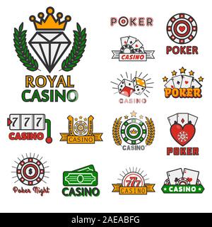 Casino und Poker online games logo Sammlung mit Text Stock Vektor