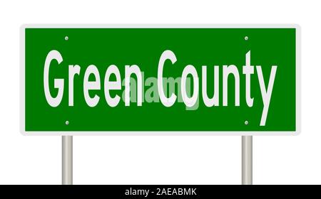 Rendering von 3d-grüne Hinweisschild für Green County Stockfoto
