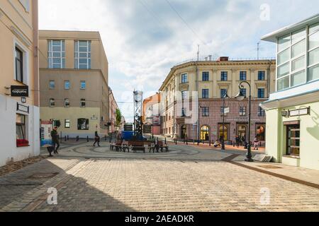 Minsk, Weißrussland - September 24, 2019 Minsk, Downtown, Revolution Street. Blick auf die Straße, das Leben in der Stadt, Architektur. Stockfoto