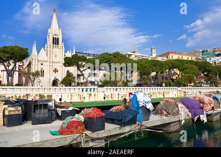 Chiesa Ave Maris Stella ein Borgo Marina, Kirche an der Promenade von Porto Maurizio, Imperia, Ligurien, Italien Stockfoto