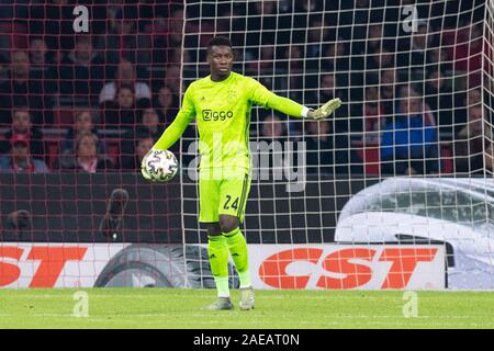 AMSTERDAM, 06-12-2019, JohanCruyff Arena, niederländischen Eredivisie Fußball Saison 2019 / 2020. Andre Onana während des Spiels Ajax - Willem II Stockfoto