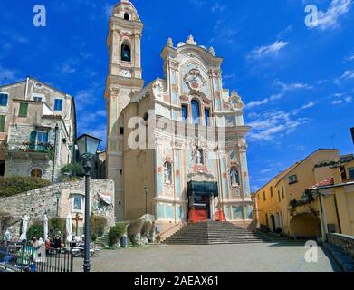 Barocke Kirche Chiesa San Giovanni Battista, Cervo, Provinz Imperia, Riviera di Ponente, Ligurien, Italien Stockfoto