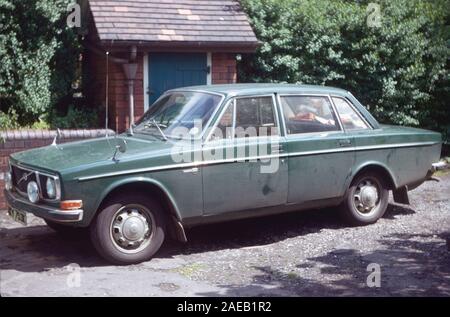 Alte 1970er Autos, Volvo 144 Limousine, Schuß um Northern England, Großbritannien Stockfoto