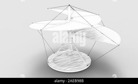 3D-Rendering des Da Vinci Hubschrauber im Studio Hintergrund isoliert Stockfoto