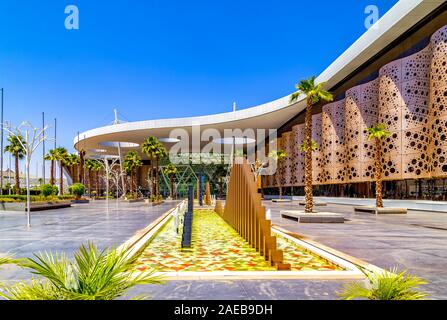 Der neue Flughafen Menara Gebäude mit seiner atemberaubenden architektonischen Design. Marrakesch ist das beliebteste Reiseziel in Marokko. Stockfoto