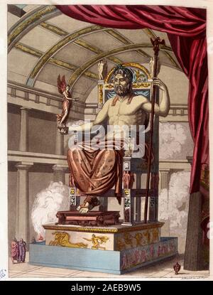 Statue de Jupiter (Zeus) - in "Le costume Ancien et Moderne par Ferrario, hrsg. Mailand, 1819-20 Stockfoto