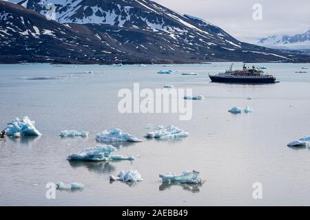 Eine Kreuzfahrt in den Arktischen Meereis in Svalbard, Norwegen im Juli Stockfoto