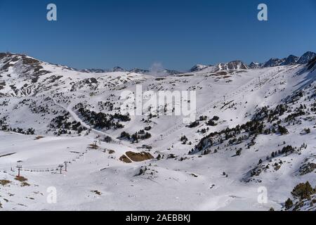 Berglandschaft in Grandvalira Resort, Andorra Stockfoto