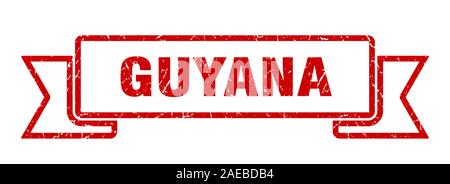 Guyana Ribbon. Red Guyana grunge Band anmelden Stock Vektor