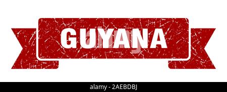 Guyana Ribbon. Red Guyana grunge Band anmelden Stock Vektor