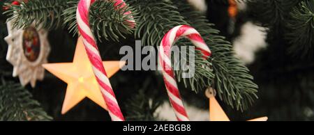 Zuckerstangen den Christbaum Stockfoto