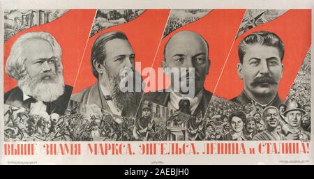 Sowjetunion Propagandaplakat, 1933, Privatsammlung. Von Marx, Engels, Lenin, Stalin. Stockfoto