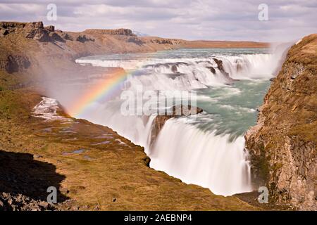 Die berühmten Gullfoss in Island als lange Belichtung geschossen. Stockfoto