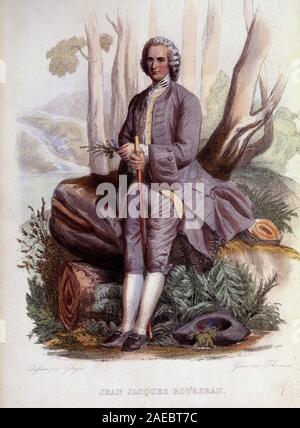 Jean Jacques Rousseau - in "Le Plutarque Francais", Ed. Mennechet, 1844-1847 Stockfoto