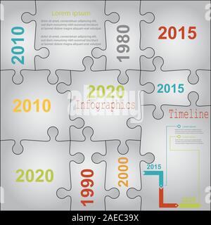 Infografik Reportvorlagen in Puzzle jigsaw Elemente grau. Vector Illustration. Stock Vektor