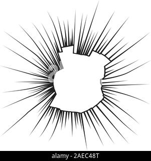 Radiale Risse auf gebrochen weißem Glas. Vector Illustration. Stock Vektor