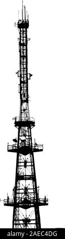 Communications Tower für tv und Mobiltelefon Signale. Vector Illustration. Stock Vektor