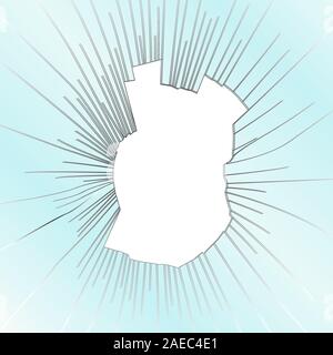 Radiale Risse auf Broken Panzerglas. Vector Illustration. Stock Vektor