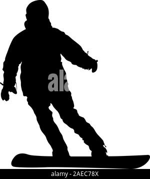 Schwarze silhouette Snowboarder auf weißem Hintergrund. Vector Illustration. Stock Vektor