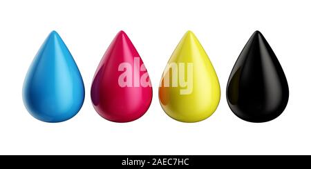 CMYK-Farbe. 3D Rendering Illustration. Auf weissem Hintergrund Stockfoto