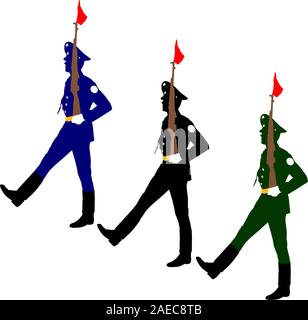 Silhouette Soldaten während einer Militärparade. Vector Illustration Stock Vektor