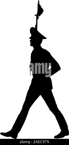 Silhouette Soldaten während einer Militärparade. Vector Illustration Stock Vektor