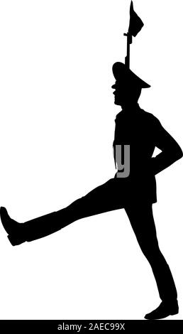 Silhouette Soldaten während einer Militärparade. Vector Illustration Stock Vektor