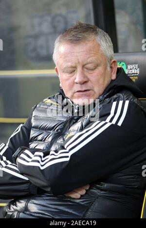 Norwich, UK. 08 Dez, 2019. Sheffield United managerÊChris Wilder während der Premier League Match zwischen Norwich City und Sheffield United an der Carrow Road am 8. Dezember 2019 in Norwich, England. (Foto von Mick Kearns/phcimages.com) Credit: PHC Images/Alamy leben Nachrichten Stockfoto