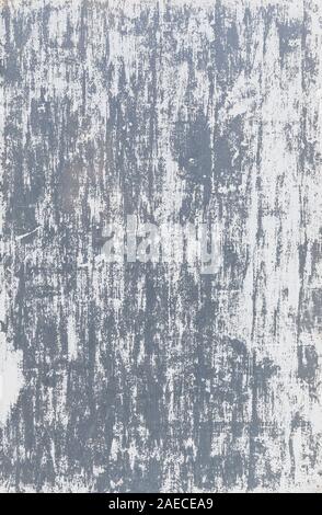 Nahaufnahme einer grauen Wand mit weißer Farbe stark verkratzt und abgezogen. Hochauflösende full frame Abstrakt Hintergrund. Kopieren Sie Platz. Stockfoto