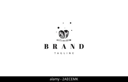 Vektor Logo, auf dem ein abstraktes Bild von Kaffeebohnen in der Form eines Herzens. Stock Vektor