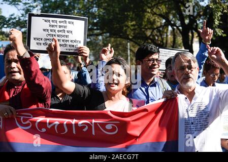 Assam, Indien. 08 Dez, 2019. Protest gegen die Staatsbürgerschaft Änderung Rechnung. Guwahati, Assam, Indien. Vom 8. Dezember 2019. Verschiedene Autoren und Künstler während eines Protestes über die Staatsbürgerschaft Amendment Bill, 2019 (Kabine) in Guwahati, am Sonntag, den 8. Dezember, 2019. Quelle: David Talukdar/Alamy leben Nachrichten Stockfoto