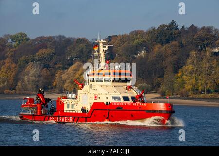 Hamburg, Hafen, Elbe, Hafen Feuerwehr, Löschmittel boot Brand Director Westphal, Stockfoto