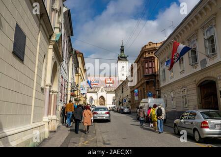 Auf den Straßen der Altstadt von Zagreb Stockfoto