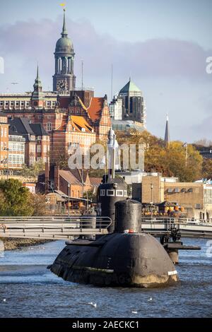 Hamburg, Hafen, die Skyline, u-boot Museum, Stockfoto