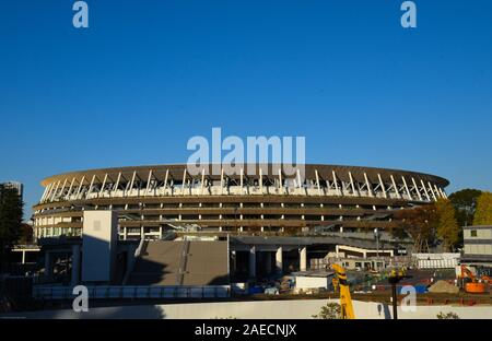 Tokio, Japan. 8 Dez, 2019. Das Nationalstadion nach einer Inspektion ist für die Tokyo 2020 die Olympischen und Paralympischen Spiele abgeschlossen. Foto am 7. Dezember 2019 berücksichtigt. Foto: Ramiro Agustin Vargas Tabares Credit: Ramiro Agustin Vargas Tabares/ZUMA Draht/Alamy leben Nachrichten Stockfoto