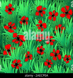Abstrakte Mohnblumen nahtlose für Papier Design. Vektor Design Illustration. Nahtlose Muster. Roter Mohn Blumen Aquarell. Kunst Vektor Stock Vektor