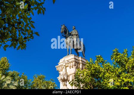 Christopher Columbus Monument, das sich in der Jardines de Murillo in Sevilla, Andalusien, Spanien, Europa. Stockfoto