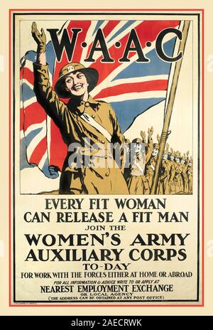 WAAC WW1 Jahrgang 1915 Weltkrieg 1 Propaganda Frau weibliche Armee Rekrutierung Poster WAAC - Jedes passende Frau kann einem Menschen. Release Women's Army Auxiliary Corps. (Thames & Hudson) Ersten Weltkrieg Großbritannien Großbritannien Stockfoto