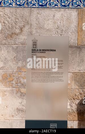Santa Casa da Misericordia (Igreja da Misericordia-Mercy's Church) an der Praça da Republica, (Platz der Republik), Aveiro, Portugal Stockfoto