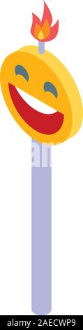 Emoji brennende Kerze Symbol, isometrische Stil Stock Vektor