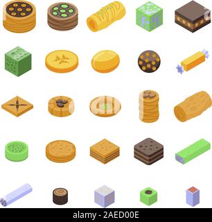 Türkische Spezialitäten Symbole gesetzt, isometrische Stil Stock Vektor