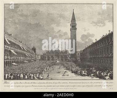 Giovanni Battista Brustolon nach Canaletto, der Doge rund um die Piazza San Marco, dem Dogenpalast 1763-1766 rund um die Piazza San Marco 1763/1766 durchgeführt werden; Stockfoto