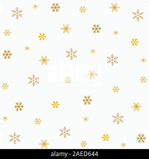 Weihnachten nahtlose Muster mit Schneeflocken. Golden Schnee auf weißem Hintergrund. Stock Vektor
